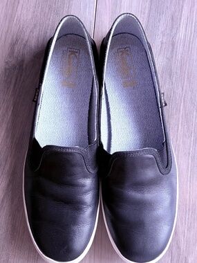 Keds Women's Black Leather Slip-Ons